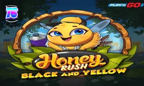 Visual neon Honey Rush Black and Yellow dengan grid heksagonal